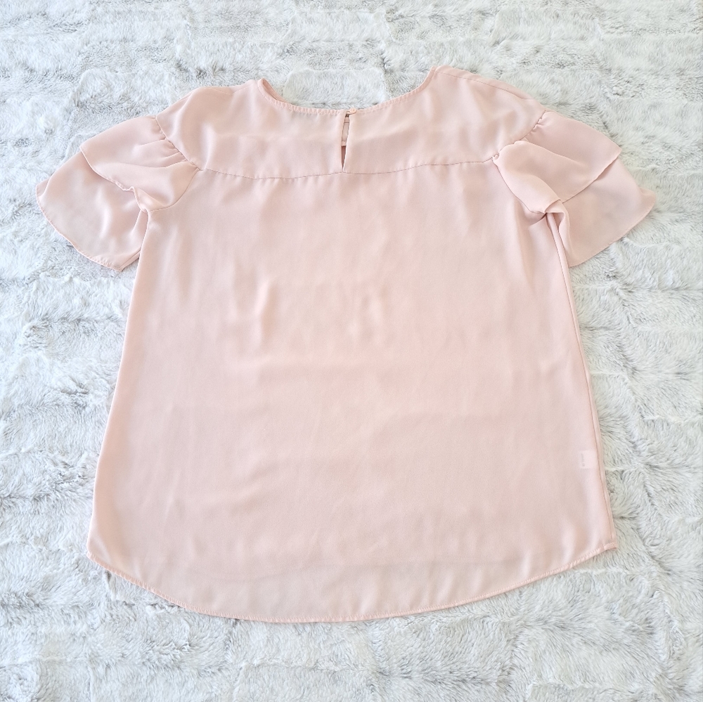 Loft Pink Flowy Lightweight Work Easter Ruffle Bl… - image 6